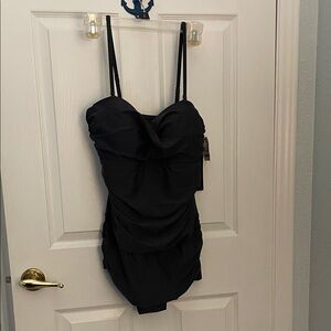 Shore Shapes Swimwear dark grey ruched one-piece swimsuit with straps